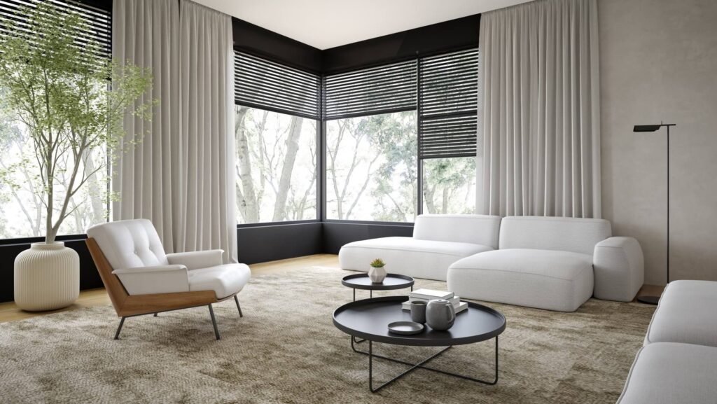 minimilist interior blinds in modern home | Featured Image for the Minimalist Modern Window Coverings Blog by U Blinds Australia.