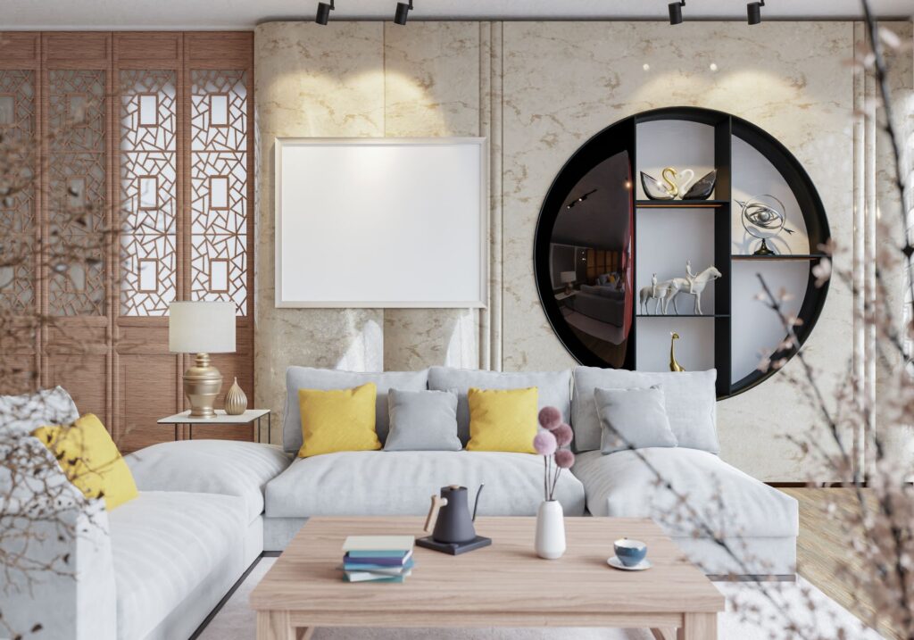 Modern home interior with Asain-inspired decor | Featured Image for the Feng Shui Window Treatments Blog by U Blinds Australia.